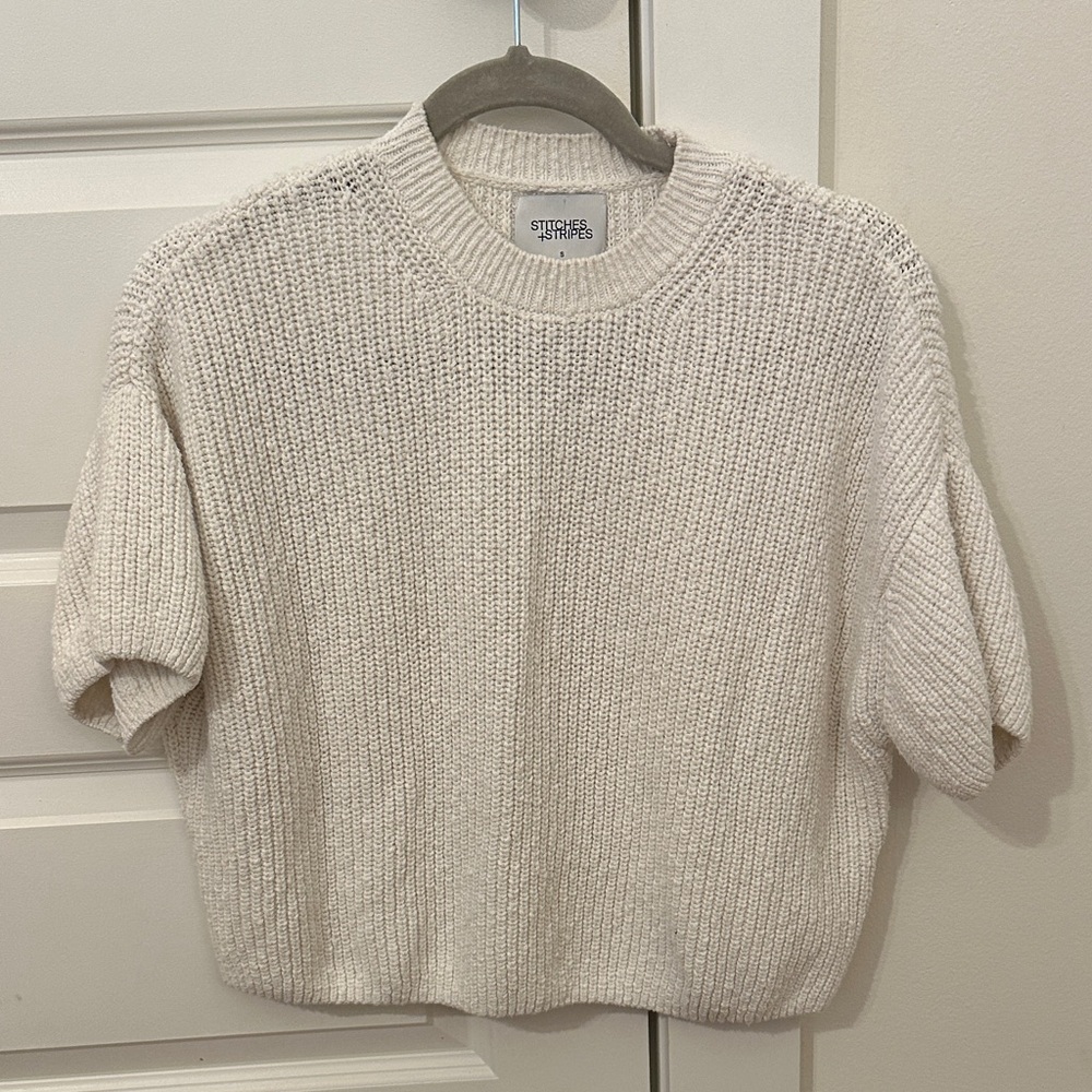 Stitches & Stripes Cream Crewneck Sweater